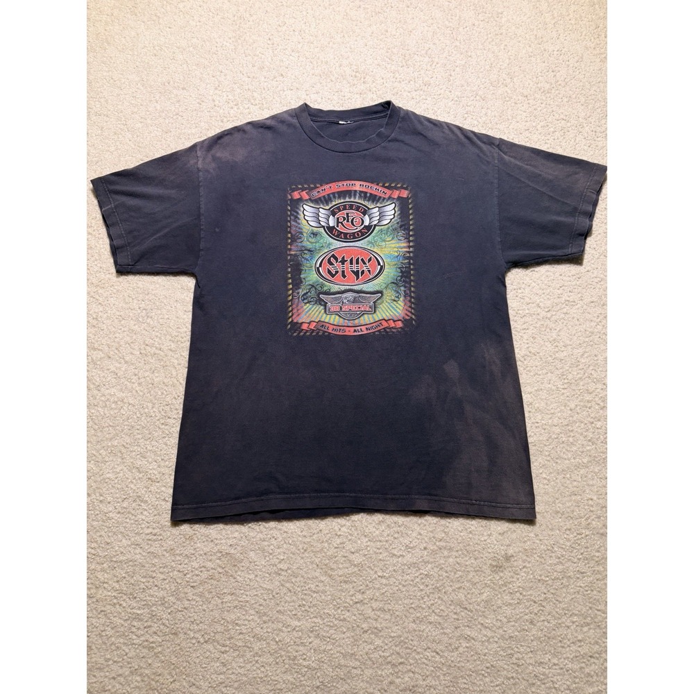 2009 REO Speedwagon Styx 38 Special Tour T Shirt XL Can't Stop Rockin Faded